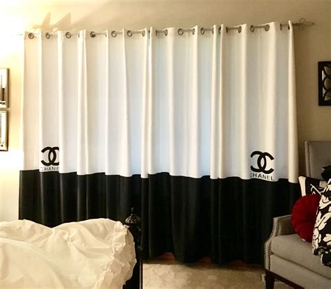 chanel black and brown striped curtain|Coco Chanel Room Curtains .